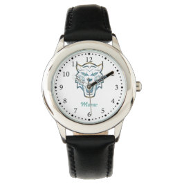 Gradiënt blauwe tijger silhouet monogram horloge