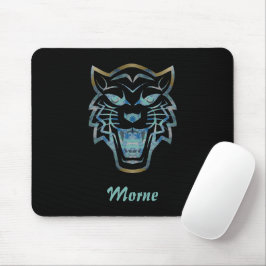 Gradiënt blauwe tijger silhouet monogram muismat
