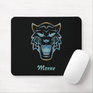 Gradiënt blauwe tijger silhouet monogram muismat