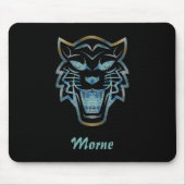 Gradiënt blauwe tijger silhouet monogram muismat (Voorkant)