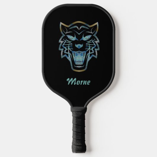 Gradiënt blauwe tijger silhouet monogram pickleball paddle (Voorkant)