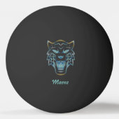 Gradiënt blauwe tijger silhouet monogram pingpongbal (Achterkant)