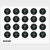 Gradiënt blauwe tijger silhouet monogram ronde sticker (Vel)