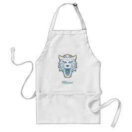 Gradiënt blauwe tijger silhouet monogram standaard schort