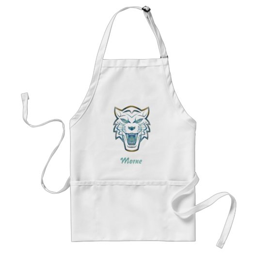 Gradiënt blauwe tijger silhouet monogram standaard schort (Voorkant)