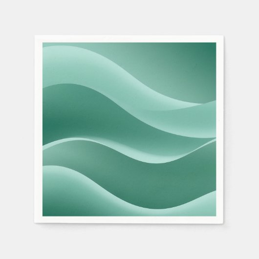 Gradiënt Blauwgroen groene Abstracte golven Modern Servet (Voorkant)