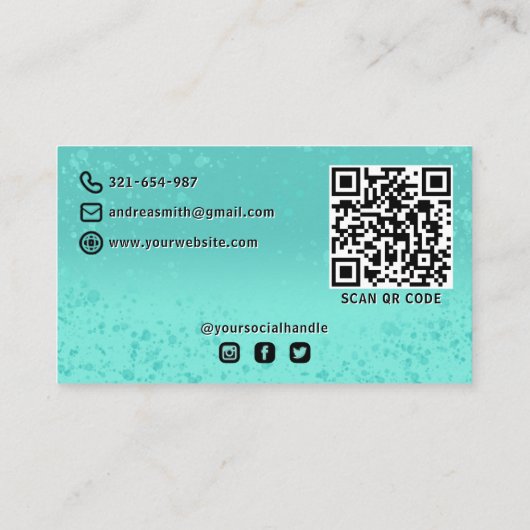 Gradiënt Blauwgroen wimpers Brows Make-up Artiest Visitekaartje (Achterkant)