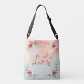 Gradiënt Bloemstuk met Rozen en Bloemblaadjes Crossbody Tas (Achterkant)