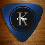 Gradient Blue gepersonaliseerde gitaar pick Plectrum<br><div class="desc">Geweldig gepersonaliseerd ontwerp op deze aangepaste donkerblauwe en zwarte monogram gitaarpluis.</div>