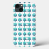 Gradiënt Blue Green, Navy Snowflakes Phone Case (Achterkant)