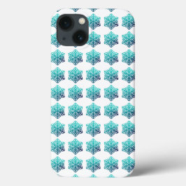 Gradiënt Blue Green, Navy Snowflakes Phone Case