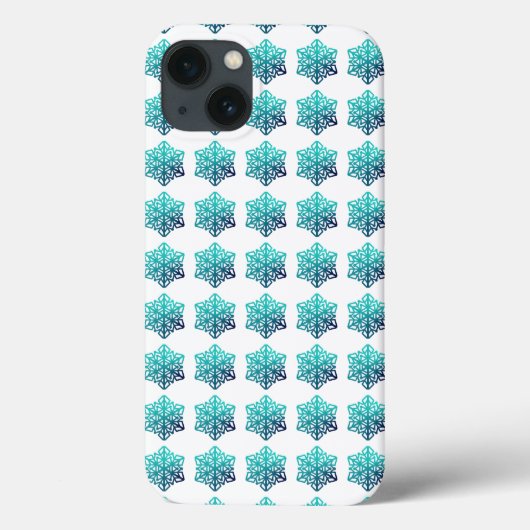 Gradiënt Blue Green, Navy Snowflakes Phone Case (Achterkant)