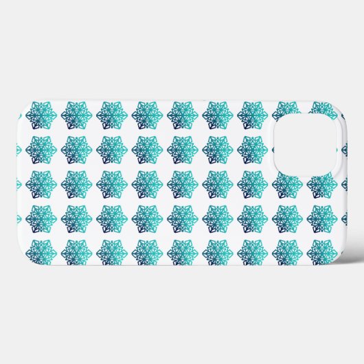 Gradiënt Blue Green, Navy Snowflakes Phone Case (Achterkant (horizontaal))