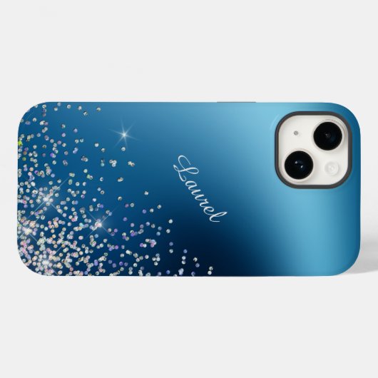 Gradiënt Blue Sky Silver Glow Confetti Case-Mate iPhone Case (Achterkant (horizontaal))
