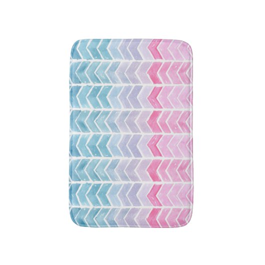 Gradiënt Chevron: Waterverf visgraatpatroon. Badmat (Voorkant Verticaal)