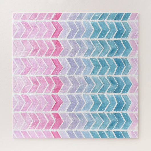 Gradiënt Chevron: Waterverf visgraatpatroon. Legpuzzel (Horizontaal)