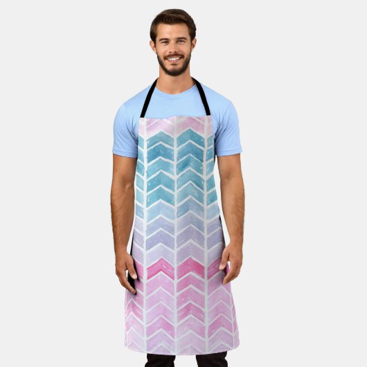 Gradiënt Chevron: Waterverf visgraatpatroon. Schort (Gedragen)