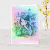 Gradient Coffee Lover Folded Greeting Card Kaart (Gele Bloem)