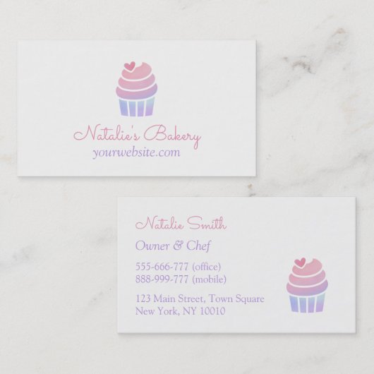 Gradiënt Cupcake Bakkerijproducten Visitekaartjes (Voorkant / Achterkant)