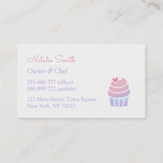 Gradiënt Cupcake Bakkerijproducten Visitekaartjes (Achterkant)