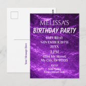 Gradient Deep Purple Birthday Invitation Briefkaart (Voorkant / Achterkant)