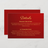 Gradiënt donkerrode Chinese trouwdetails Informatiekaartje (Voorkant / Achterkant)