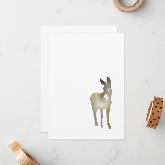 Gradiënt Donkey Note Card Notitiekaartje (Voorkant / Achterkant in situ)