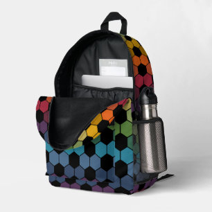 Gradient Earthy Rainbow Voetbal print Bedrukte Rugzak