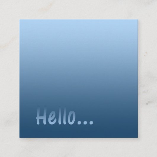 Gradiënt Één Blauwe Hallo van de Kleur met de Teks Vierkante Visitekaartje (Voorkant)