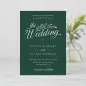 Gradient Emerald Green Vintage Rustic Wedding Kaart (Staand voorkant)