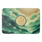 Gradient Emerald Kelly Green Glitter Monogram Badmat (Voorkant)