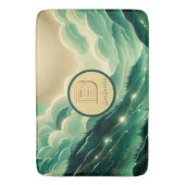 Gradient Emerald Kelly Green Glitter Monogram Badmat (Voorkant Verticaal)