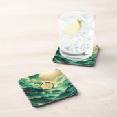 Gradient Emerald Kelly Green Glitter Monogram Bier Onderzetter (Rechterzijde)