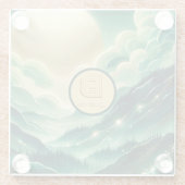 Gradient Emerald Kelly Green Glitter Monogram Glazen Onderzetter (Achterkant)