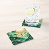 Gradient Emerald Kelly Green Glitter Monogram Kartonnen Onderzetters (Insitu)