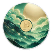 Gradient Emerald Kelly Green Glitter Monogram Keramische Knop (Voorkant)