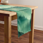 Gradient Emerald Kelly Green Glitter Monogram Korte Tafelloper (Voorbeeld)