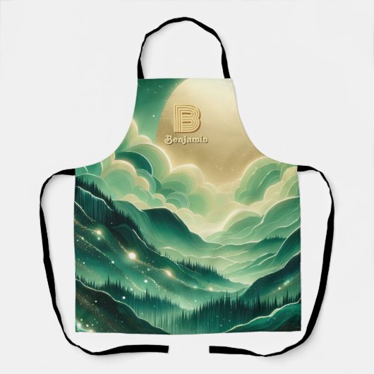 Gradient Emerald Kelly Green Glitter Monogram Schort (Voorkant)