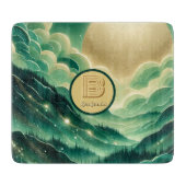 Gradient Emerald Kelly Green Glitter Monogram Snijplank (Voorkant)