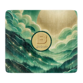 Gradient Emerald Kelly Green Glitter Monogram Snijplank