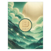 Gradient Emerald Kelly Green Glitter Monogram Tafelkleed (Voorkant)