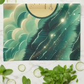 Gradient Emerald Kelly Green Glitter Monogram Theedoek (Gevouwen)