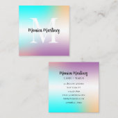 Gradiënt faux metallic textuur met monogram vierkante visitekaartje (Voorkant / Achterkant)
