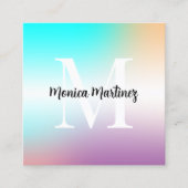Gradiënt faux metallic textuur met monogram vierkante visitekaartje (Voorkant)