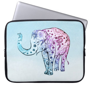 Gradiënt Floral Elephant Laptop Sleeve
