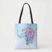 Gradiënt Floral Elephant Tote Bag (Voorkant)