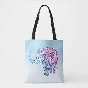 Gradiënt Floral Elephant Tote Bag
