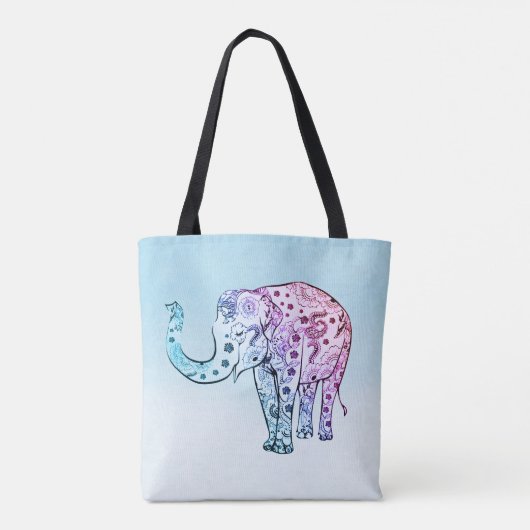 Gradiënt Floral Elephant Tote Bag (Achterkant)