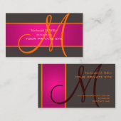 Gradiënt Fuschia + Oranje Monogram DIY achtergrond Visitekaartje (Voorkant / Achterkant)