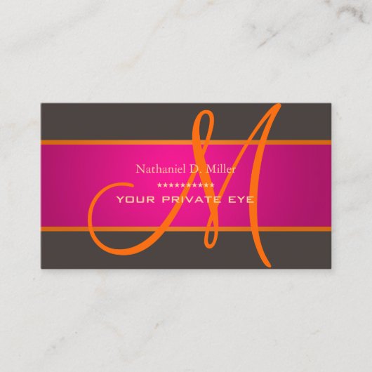 Gradiënt Fuschia + Oranje Monogram DIY achtergrond Visitekaartje (Voorkant)